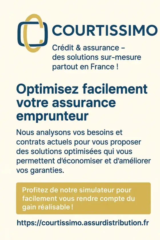 Connaissez-vous la loi Lemoine ? C’est une loi qui permet depuis 2022 de changer son assurance emprunteur (lié à un crédit immobilier) très facilement et n’importe quand !La seul obligation ? Le futur contrat doit proposer au minimum les mêmes garanties que le contrat de la banque ! Des économies qui peuvent aller jusqu’à 60% du coup total de l’assurance, sans rien faire car on s’en occupe pour vous ! N’hésitez pas à tester notre simulateur pour avoir une idée de ce gain ![site masqué]