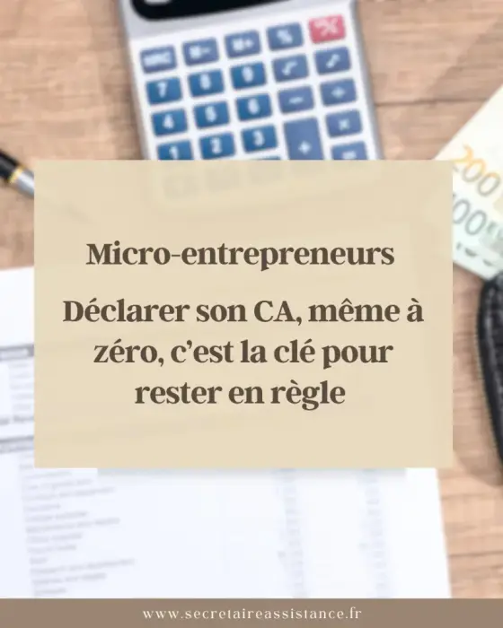  Micro-entrepreneurs : la déclaration du chiffre d’affaires, une étape obligatoire (même à 0 €) Créer une micro-entreprise est relativement simple, et sa gestion l’est aussi : comptabilité allégée, charges calculées uniquement sur le chiffre d’affaires… MAIS il y a une règle essentielle à ne pas oublier  la déclaration de votre CA auprès de l’Urssaf. Qui doit déclarer ?Tous les micro-entrepreneurs, même si vous n’avez encaissé aucun euro pendant la période. Quand déclarer ?Mensuellement ou trimestriellement (selon l’option choisie à la création).Directement en ligne sur a[site masqué] ou via l’application dédiée sur votre smartphone. Que déclarer ?Le chiffre d’affaires encaissé (et non facturé). Si vous n’avez rien encaissé  vous devez quand même saisir 0. Et si j’oublie ?Des pénalités peuvent s’appliquer.En cas d’omission répétée, vous risquez même la radiation du régime micro. Le bon réflexe : notez vos dates de déclaration dans votre agenda et bloquez 5 minutes pour le faire. Ça vous évite du stress (et des pénalités inutiles). Vous manquez de temps pour gérer vos déclarations ou votre administratif ? Confiez-moi vos tâches chronophages !**************************************Je suis Delphine de Secrétaire Assistance, Facilitatrice Administrative ![numéro masqué] [e-mail masqué] https://www.secretaireassistance Réservez un appel gratuit et sans engagement : https://calendly.com/secretaireassistance/nouvelle-reunion#microentreprise #autoentrepreneur #gestionadministrative #secrétaireindépendante #secrétaireassistance #urssaf